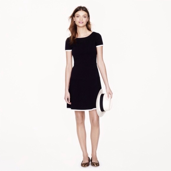 J CREW TIPPED GAMINE DRESS NAVY BLUE - Picture 2 of 9